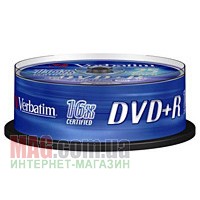 DVD+R disk VERBATIM, 4,7Gb, 16x, Cake (уп.25шт)
