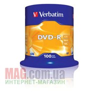 DVD-R disk VERBATIM, 4,7Gb, 16x, Cake (уп.100шт)