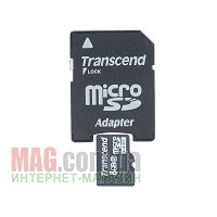 Карта памяти microSDHC 8 Гб Transcend Class 2 с адаптером SD