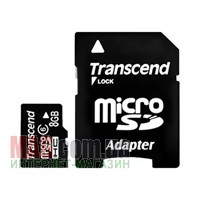 Карта памяти microSDHC 8 Гб Transcend Class 6 с адаптером SD