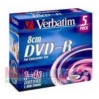 Диск мини DVD-R VERBATIM 8 см 1,4 Гб Jewel 5 шт.
