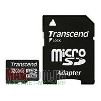 Карта памяти 32 Гб microSDHC Transcend Class 2 + SD адаптер