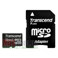 Карта памяти 32 Гб microSDHC Transcend Class 4 + SD адаптер