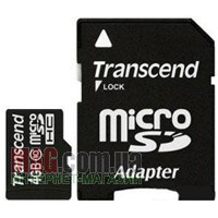 Карта памяти microSDH 4 Гб Transcend Class 10 + SD адаптер