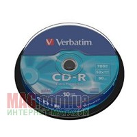 Диск CD-R VERBATIM, 700Mb, 52x, Cake (уп. 10шт), Extra