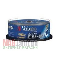Диск CD-R VERBATIM, 700Mb, 52x, Cake (уп.25шт.), Crystal