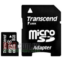 Карта памяти microSDHC 8 Гб Transcend Class 4 с SD адаптером
